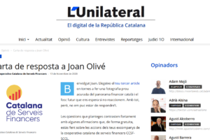 La Cooperativa respon als articles publicats per Joan Olivé al diari digital l’Unilateral