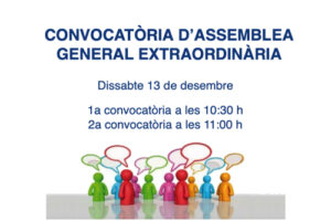Convocatòria d’Assemblea General extraordinària de socis i sòcies – 13 de desembre de 2025